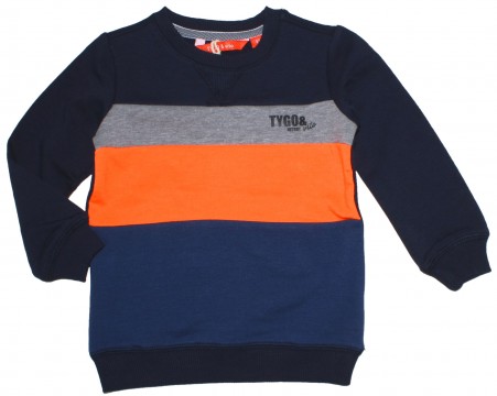 Cooler Sweater in Navy- Grau- Neon Orange- Kobalt von TYGO &amp; VITO für Boys Slim Fit 6325-190