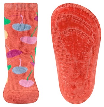 Stoppersocken aus BW Vollfrottee Softstep Sohle v. EWERS in Orange * bunte Kirschen * 221396