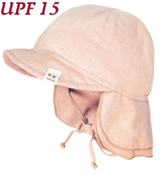 Mini Kids Schirmmütze z. binden + Nackenschutz in Uni Apricot Melange UPF 15 von MAXIMO 098500