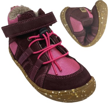 Robuste Barfußschuhe aus Leder &amp; Mesh, TEX Membran &amp; Wollfutter von DEVELAB in Fuchsia 46216