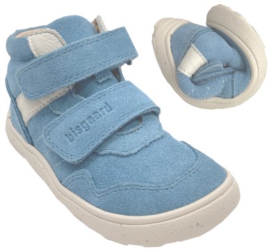 Halbhoher Barfußschuh aus weichem Nubukleder von BISGAARD Barefoot * BECKY * in Sky Blau
