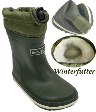 Barfuß Gummistiefel Kurzschaft * CIRRO LOW Warm * mit Winterfutter in Army / Oliv von BUNDGAARD