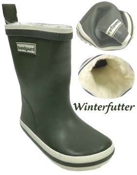 Barfuß Gummistiefel Charly High Warm, Naturgummi +Winterfutter in Army Green von BUNDGAARD