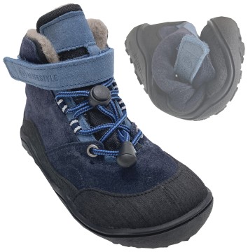 Halbhohe Barfußschuh Wollfleece Futter + Grip Sohle in Marine * CAPRA * von bLIFESTYLE