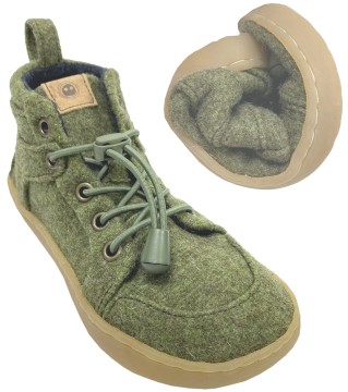 High Top Sneaker / Barfußschuhe aus Wollwalk + Elastiksenkel OLIVA Kids von MUKISHOES