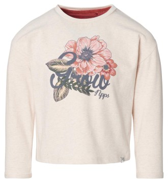 Oversize LA Shirt in Beige / Grau Melange mit Flower Print in Natur Tönen von NOPPIES 2570011