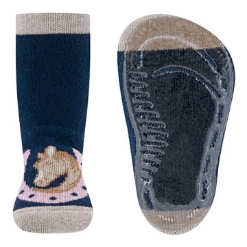 Stoppersocken aus BW Vollfrottee Softstep Sohle v. EWERS in Marine mit Pferdekopf 221329