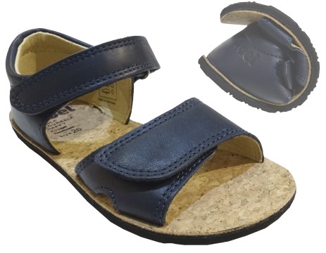 Sandalen mit Fersenkappe / Barfußschuhe Modell AMELIA mit Lederriemen in Blau von KOEL 24M007