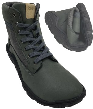 Derber Barfußstiefel in Grau / Khaki mit Merinowoll Futter aus Hydro Leder *ROMI* von KOEL 35L004.23