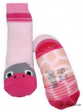 Stopper Socken, rutschfeste Silikon Sohle in Rosa / Pink mit Entenbabykopf von MAXIMO 104081