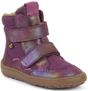 Schurwoll gefütterte Barfußstiefel Leder / Mesh & TEX in Violett Glitzer FRODDO G3160247