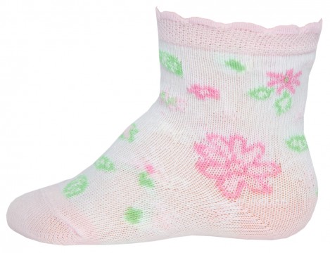 Süße Babysocke in Weiß mit Pastell farbenden Blüten von EWERS 205019
