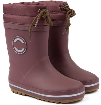 Gefütterte Gummistiefel mit Schaftkrempe &amp; Kordel in Alt Rose Brown Uni von MIKKLINE 38035