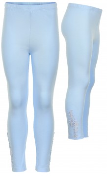 3/4 Leggings / Capri Leggings in hellblau mit gestickter Blütenranke seitlich von CREAMIE 820718