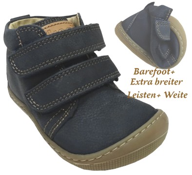Barfußschuhe Klett, breiter Leisten & Weite *KAMI W* aus Leder in Dark Blue KOEL 07W002.121
