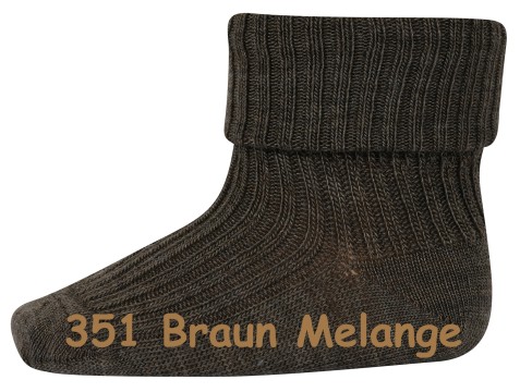 Wollsocke mit Umschlagbund aus Superwasch Soft Merino Wolle Artikel 589 in 351 Braun Melange