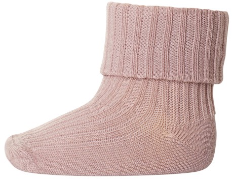 Wollsocke mit Umschlagbund aus Superwasch Soft Merino Wolle Artikel 589 in 188 Wood Rose