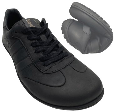 Barfuß - Sneaker IDO Black aus derbem Nappaleder mit seitl. Streifen von KOEL Barefoot