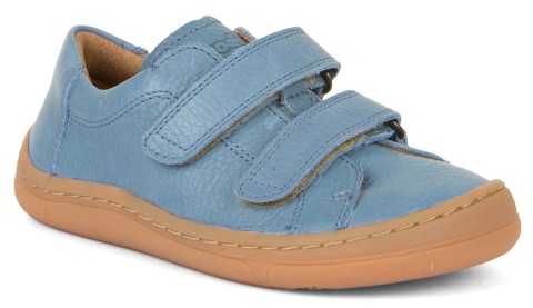 Low Top Sneaker Klett, Barfußschuhe aus Leder in Jeans Blau von FRODDO G3130225-1