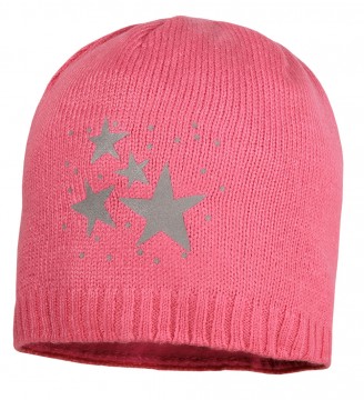 Schicke Strickmütze in Pink mit Fleece Futter &amp; reflektierendem Stern von MAXIMO 904200