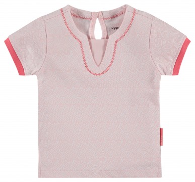 Tunika Shirt / T-Shirt in zartem Rosa Kurzarm mit hellen Ornamenten von NOPPIES 84375