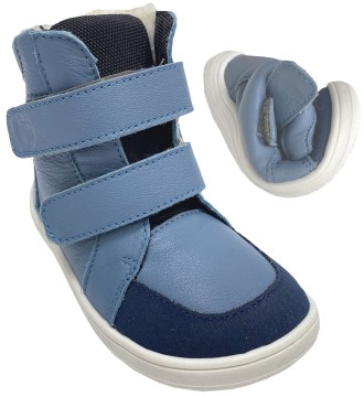 Gefütterte Barfußstiefel TEX Membran, Leder + K.Fellfutter von BABY BARE Febo Winter in Denim