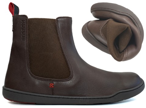 Chelsea Boot in Dkl Braun / Barfußschuhe aus Terracare Leder & TPU Sohle von BLUSUN 300W