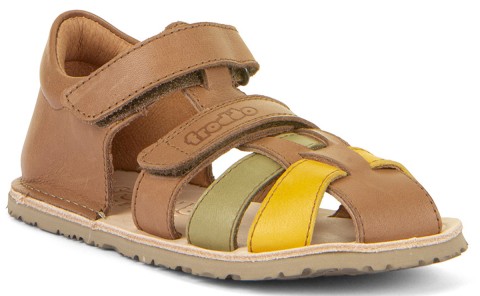 Barfußsandalen aus Leder Fersenschutz & Zehenschutz, Braun/Oliv von FRODDO Flexy G3150283