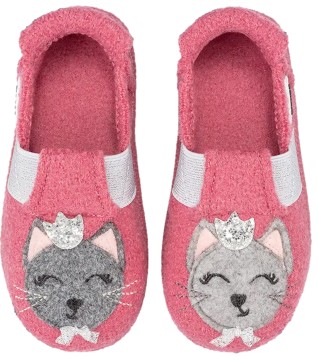 Schlupf - Hausschuhe aus Wolle, TPR Sohle von NANGA Modell * Aristokitty 2.0 * in Azalee