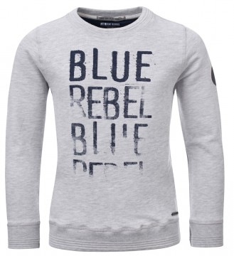 Lässiger Sweater in Hellgrau melange mit Logo Print von BLUE REBEL Slim Fit 9134000