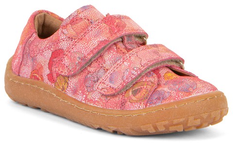 Barfußschuhe / Sneaker aus Leder mit Doppelklett in Pink Flower AOP von FRODDO G3130240-23