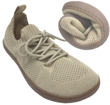 Luftig leichter Schlupfschuh / Barfußschuh von SHAPEN aus Strickgewebe Modell WEAVIN in Beige