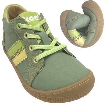 Halbhoher Leder Barfußschuh zum schnüren von KOEL in Olive Grün * Dallas *