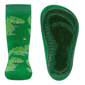 Stoppersocken aus BW Vollfrottee Softstep Sohle v. EWERS in Kiwi Grün mit DINO 221323