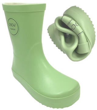 Barfuß Gummistiefel Mittelschaft aus Naturkautschuk von *0904! Barefoot* in Light Green