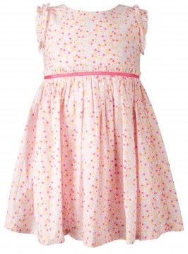 Süßes Sommerkleid in zart Rosa mit bunten Blümchen, Kräuselkante o.Arm von HAPPY GIRLS 911504