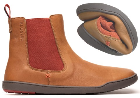 Chelsea Boot in Cognac / Barfußschuhe aus Terracare Leder & TPU Sohle von BLUSUN 300W