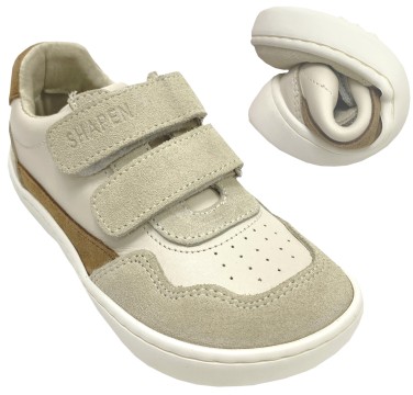 Stylisch lässige Sneaker mit Minimalsohle / Barfußschuhe Mini RE:Wind in Beige von SHAPEN Kids