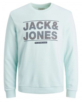 Cooler Sweater in hellem Mint / Aqua mit dunklem Logo Print von JACK &amp; JONES 12182770