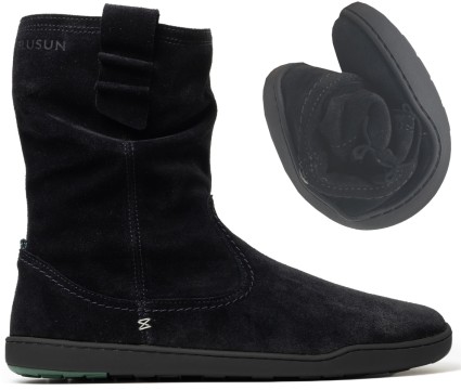 Barfußstiefel aus Veloursleder mit leichtem Wollfutter in Schwarz von BLUSUN BLSN-400W Black