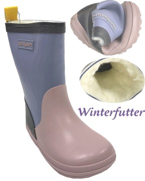 Barfuß Gummistiefel Charly High Warm, Naturgummi +Winterfutter Tricolor Teal Rosa Black BUNDGAARD