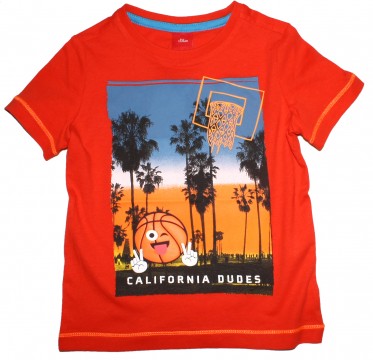 T-Shirt in Knalligem Orange mit Basketball Print für Boys von s.OLIVER X049