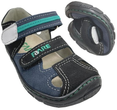 Fare Bare Barfußschuhe / Halbsandalen in Navy / Schwarz aus Leder & Textil A Linie 5161211