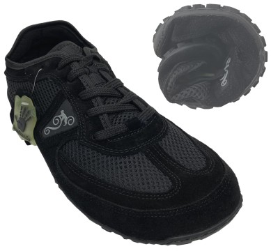 Flexible &amp; leichte Barfußschuhe, Leder &amp; Mesh in Classic Black MAGICAL SHOES EXPLORER 2.0