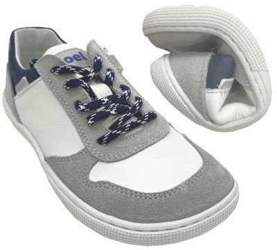 Low Top Leder Sneaker in Weiß / Navy mit Zipper &amp; Schnürung von KOEL *DATE Suede * 08M020.301-110