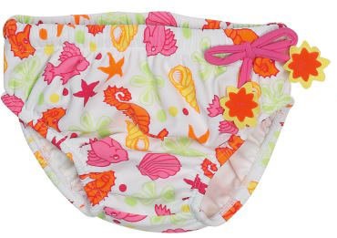 Windelbadehose + Kordelzug zur Weitenregulierung *Weiß Meerestiere* UPF 50+ v. PLAYSHOES 460160