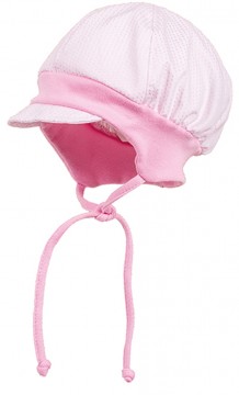 Süße Babymütze mit Schirm + Jersey Einsatz z.binden in Rosa / Weiß v. MAXIMO 030600