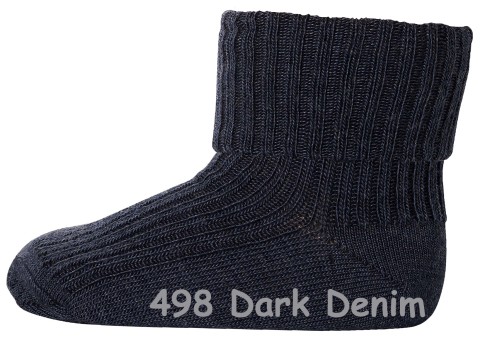 Wollsocke mit Umschlagbund aus Superwasch Soft Merino Wolle Artikel 589 in 498 Dark Denim Melange