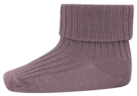 Wollsocke mit Umschlagbund aus Superwasch Soft Merino Wolle Artikel 589 in 33 Dark Purple / Mauve