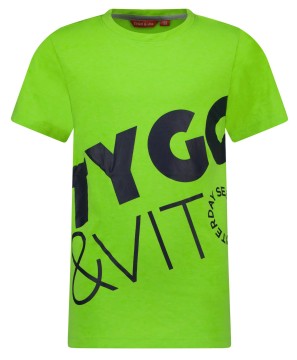 Neon Lemon Grünes T-Shirt schmal geschnitten mit Logo Print von TYGO &amp; Vito Boy&#039;s X202-6427
